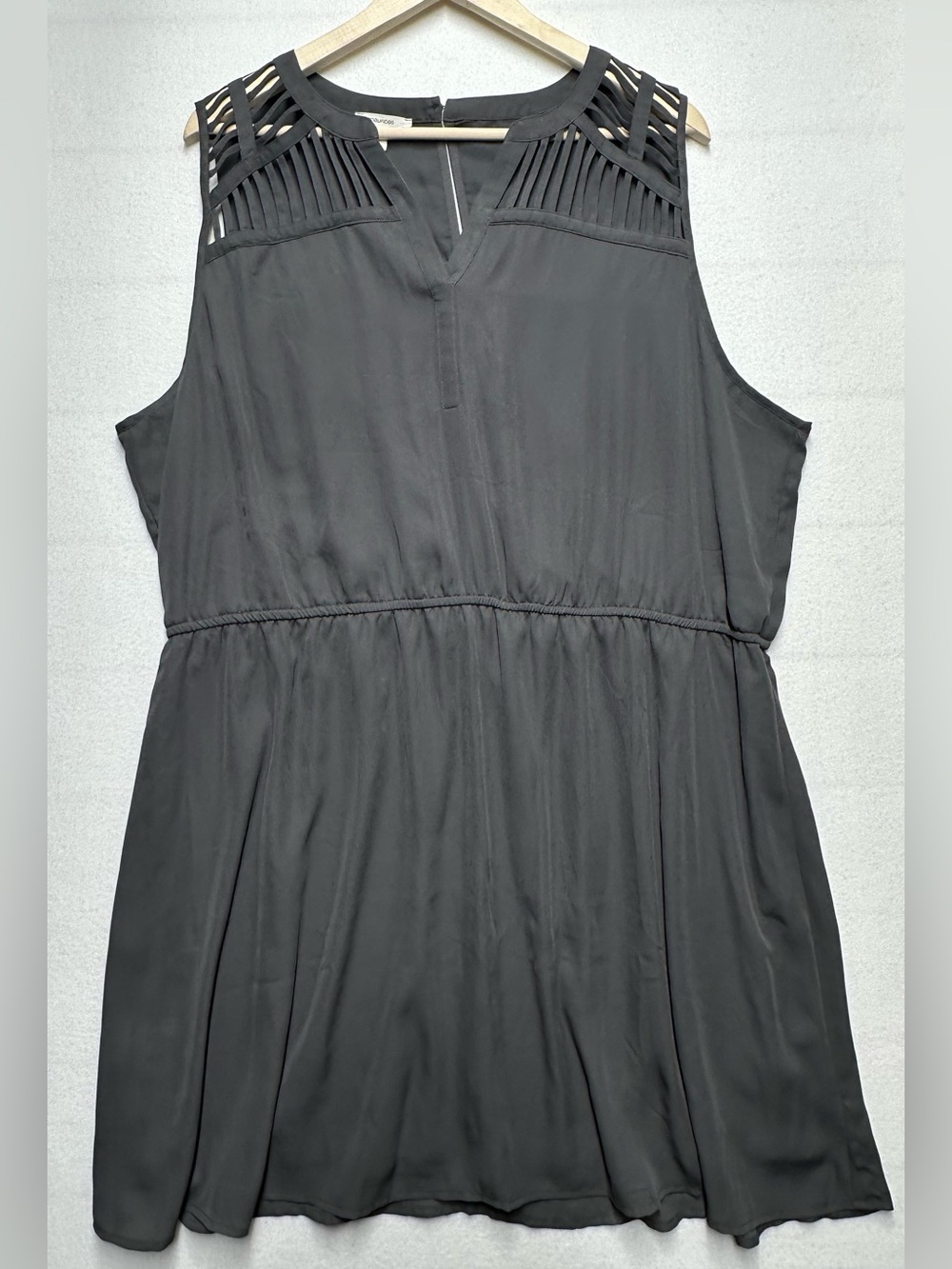 Maurices Charcoal Plus Size Lattice Shoulder V-Neck Dress 2X